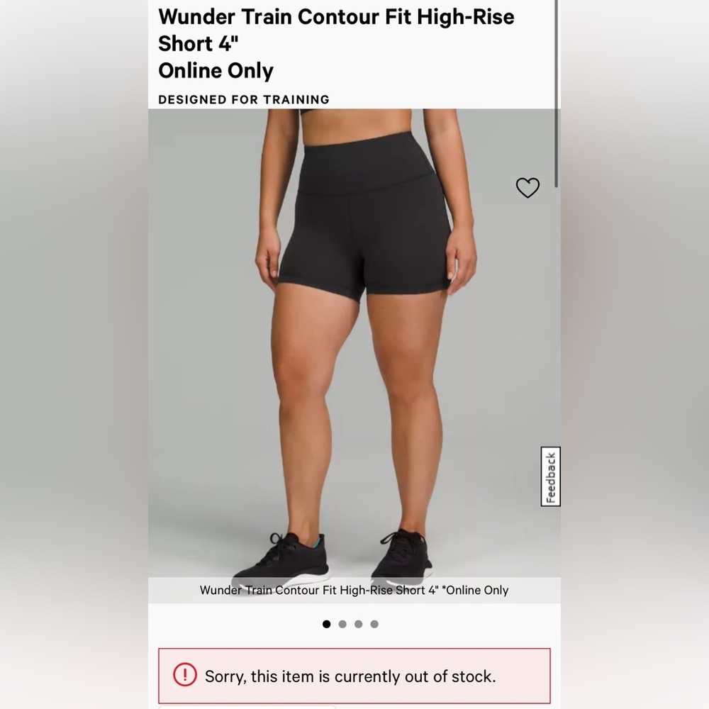 Lululemon Wunder Train Contour 4” Shorts Black 6
